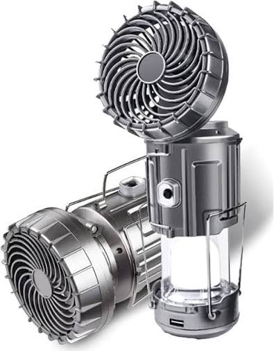 Solar Rechargeable Camping Fan with LED Lantern Light